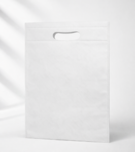 Products white fabric shopping bag on white background